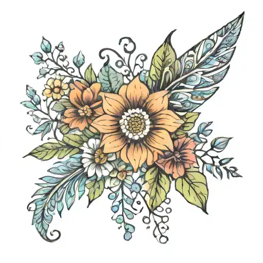 Bohemian Floral Pattern With Bohemian In Between