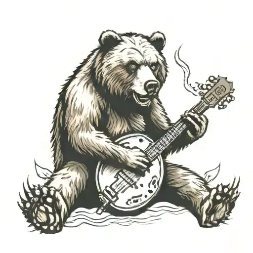 Grizzly Bear Playing Banjo