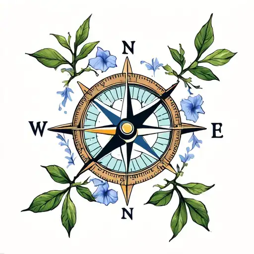 Compass With Morning Glory Vine