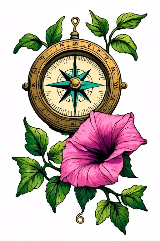 Compass With Morning Glory Vine