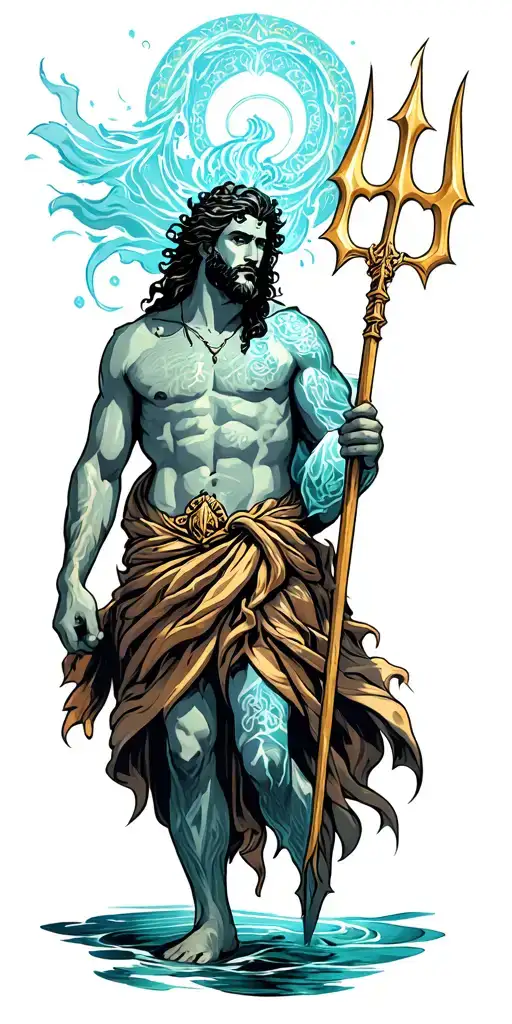Poseidon Holding A Trident