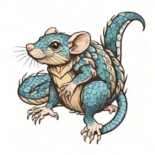 Cute Rat With Blue Dragon Scales Full Body