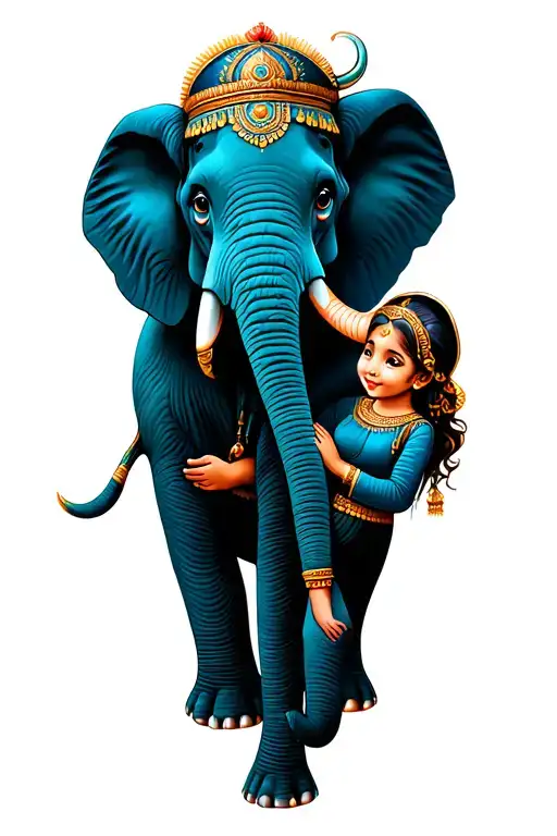 A Grandmother Elephant Playing With Her Granddaughter Elephant