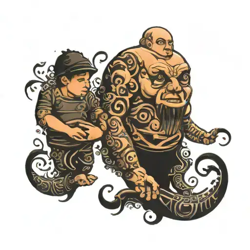 Farther And Son Holding Hands All Black