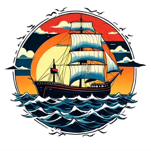 Wall And Sun And Ship