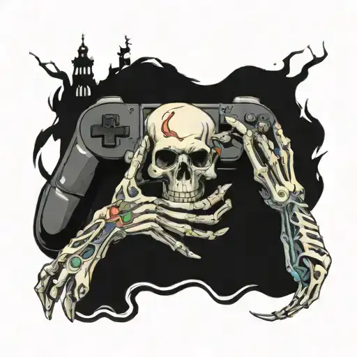 Skeleton Hand Giving An Alive Hand A Ps Controller