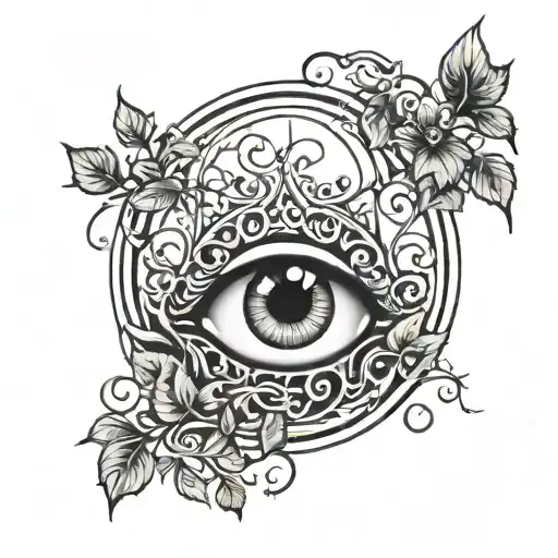 Black And White Window With One Small Eye Looking Up Surrounded By Vines