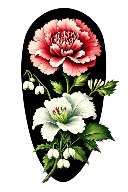 Carnation Hawthorn And Lilly Of The Valley Flower