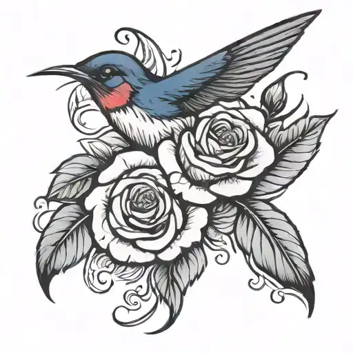 Rose Tatto Swallow