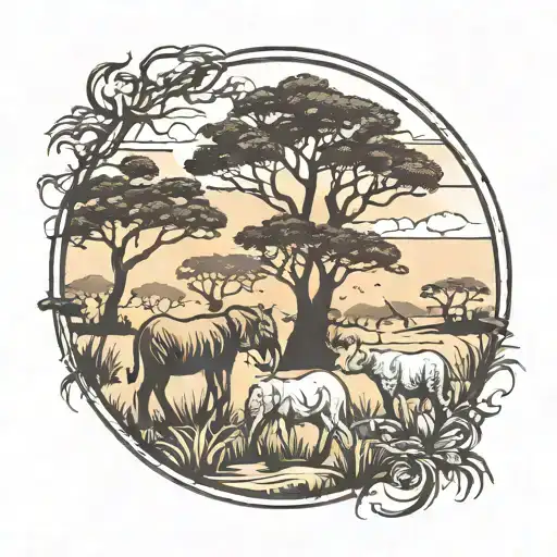 Safari Scene Animal Silhouettes