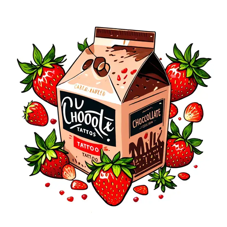 Chocolate Milk Carton And Strawberries American Lower Back