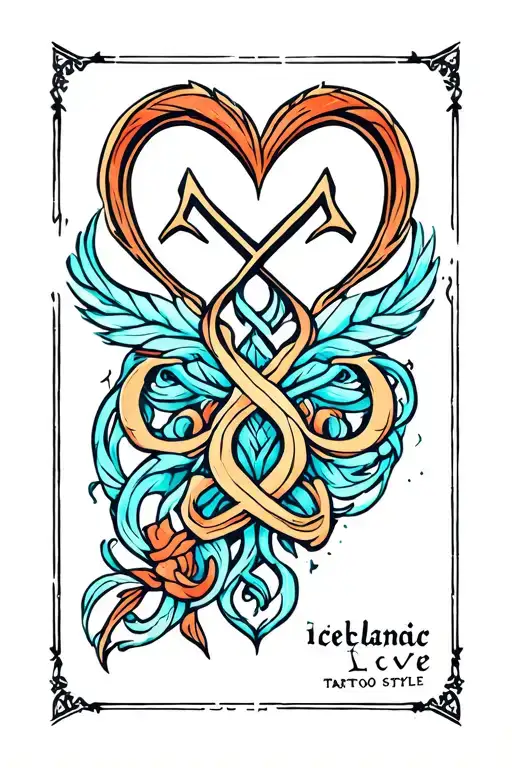 Icelandic Love Rune Style Tatto With Baby Blue Shading