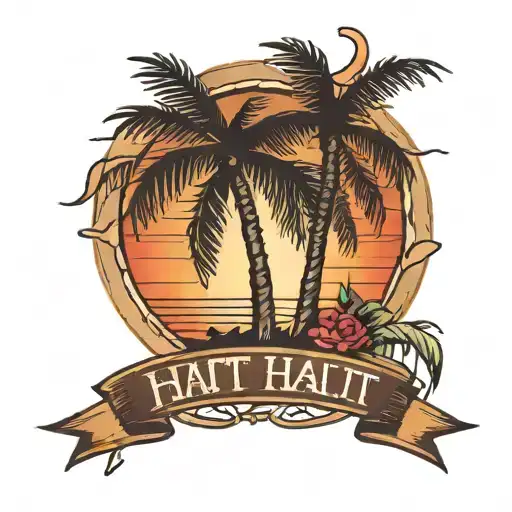 1804 And Haiti Palm Tree Silhouette