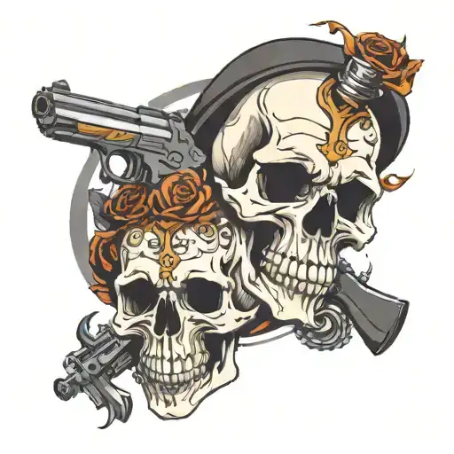 Skull God Guns Tatoo Design