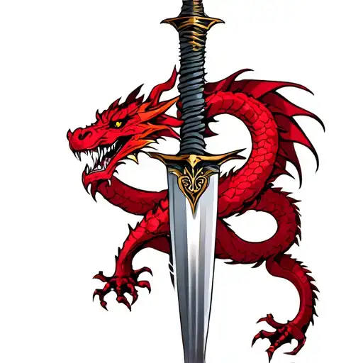 Dragon Wrapped Round A Dagger Intertwined
