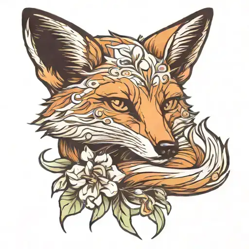 Fox With An Iris Flower For A Tail