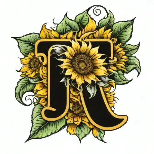 Sunflower With Letter J