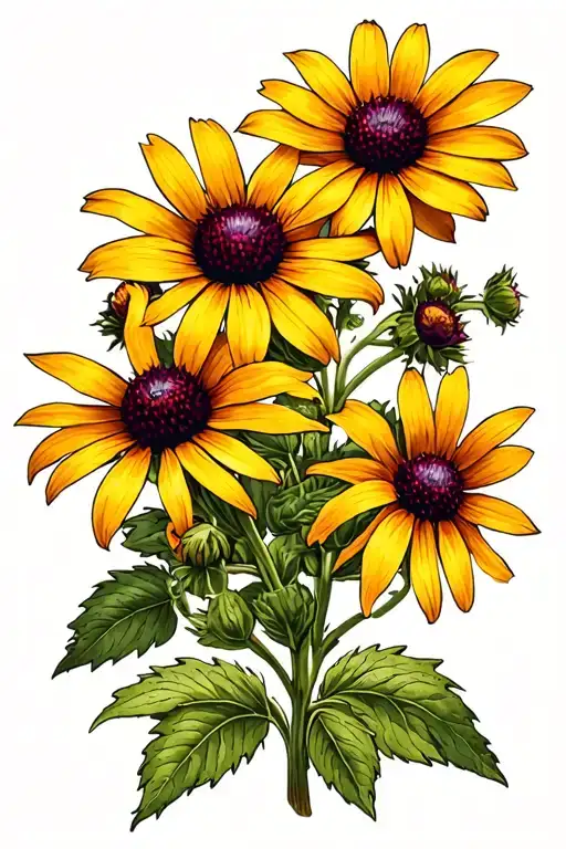 Black Eyed Susan Potentilla Echinacea
