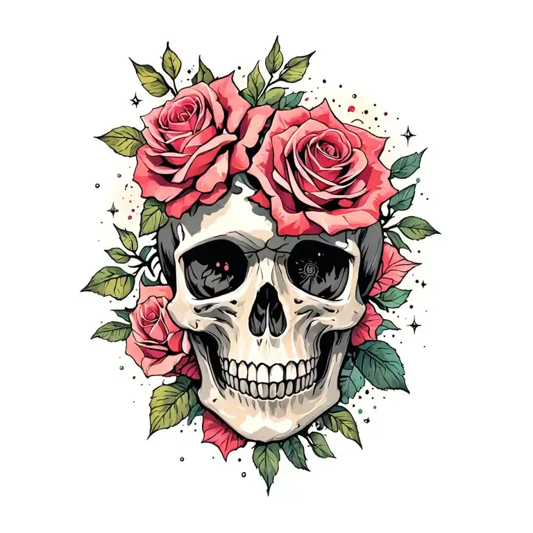 Skull And Roses And Celestial Scene