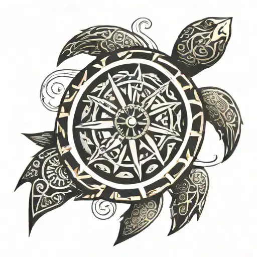 Turtle Tribal Wind Rose Compass Rose