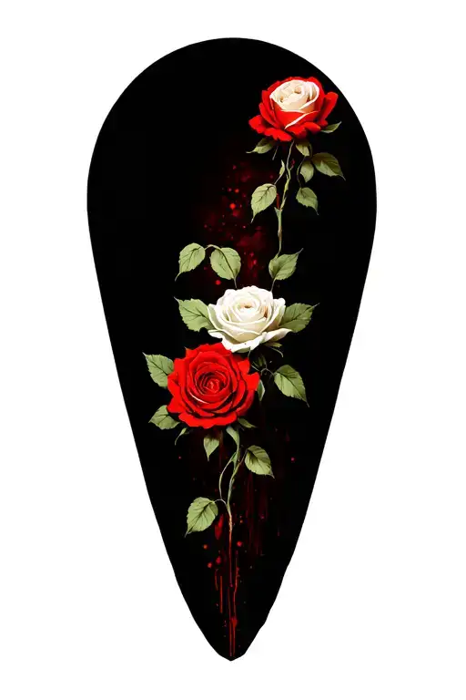 White Roses In Red Soil Particles Orbiting