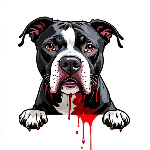 Pitbull Dog With Eye Dripping Blood