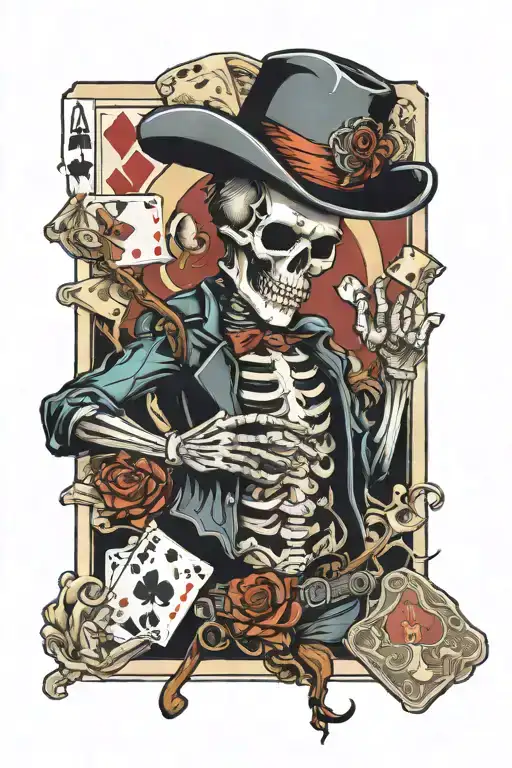 Playing Cards And Skeleton Cowboys