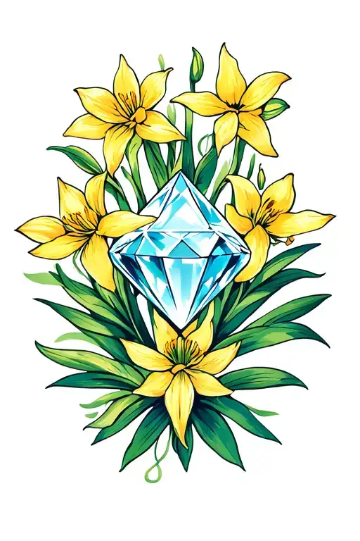 Diamond Surrounded By Jonquils