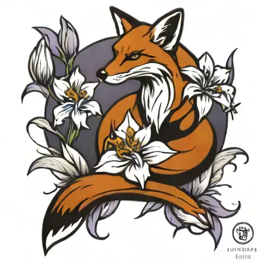 Fox And Iris Flowers Blooming
