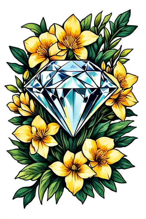 Diamond Surrounded By Jonquil Flowers