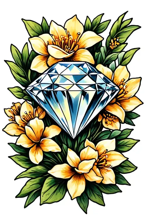 Diamond Surrounded By Jonquil Flowers