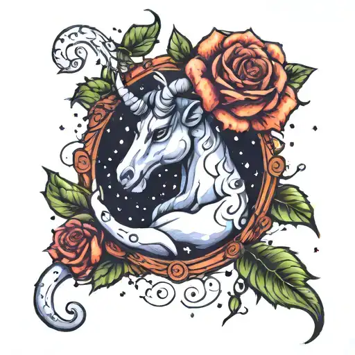 Capricorn Constellation Intertwined With A Rose Vine