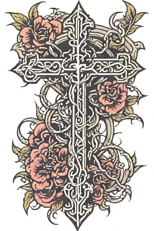 Cross With Crown Of Thorns On Top