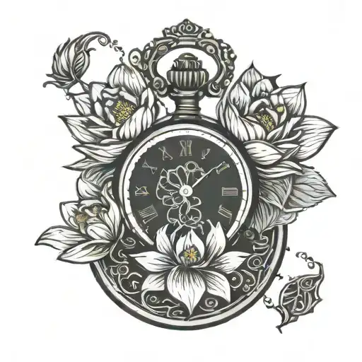 Pocket Watch Lotus Flower