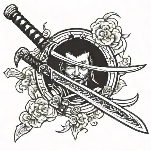 Focused Samurai Sword Tattoo Design