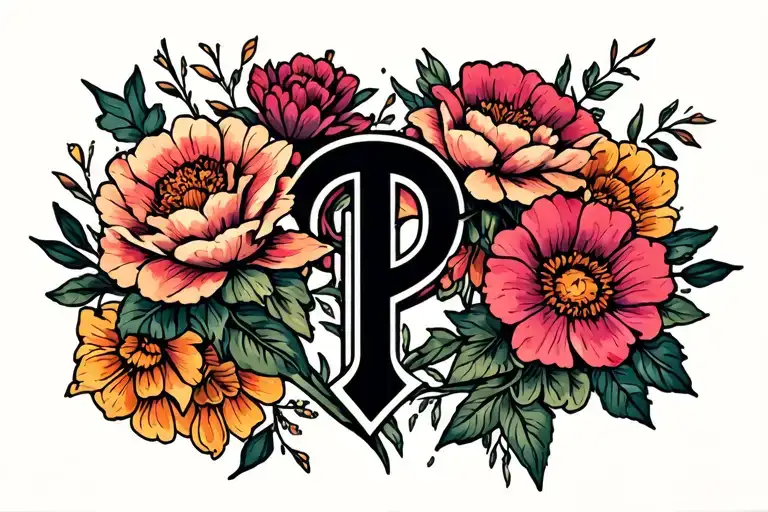 P Logo Never Forget Loyalty Flowers Intertwined