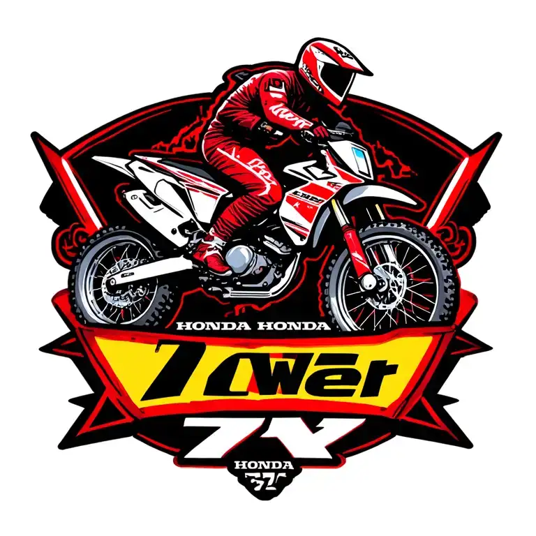 Honda Dirt Bike 77 Plate Number With Rider John