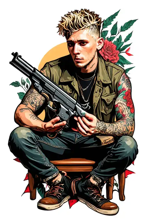 Gun Kelly Sitting