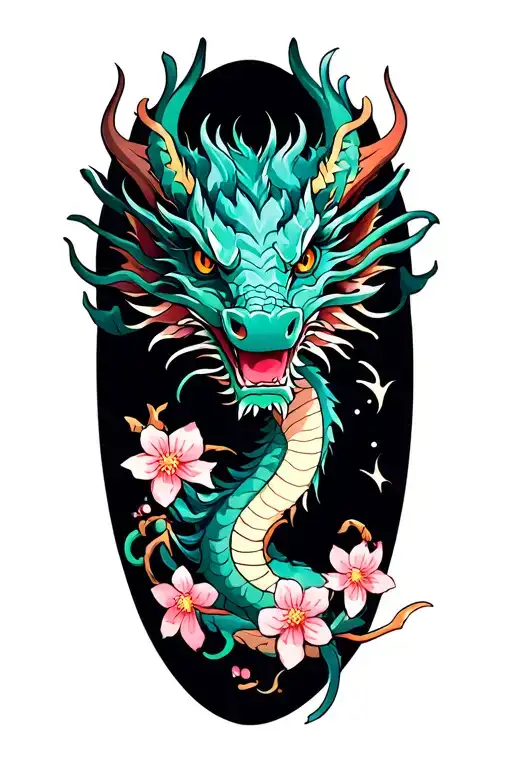 Dragon With Cherry Blossoms