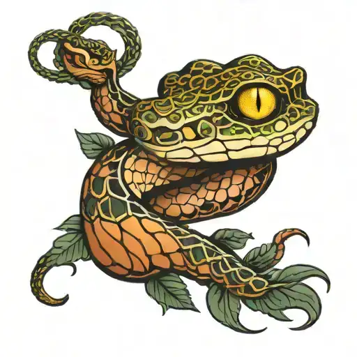 A Snake Wrapped Around Itself And Revealing The Eyes Of A Woman