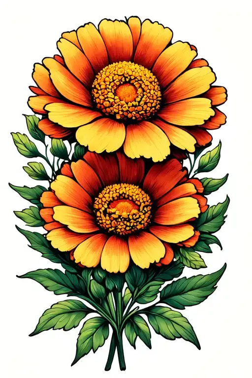 Marigold Flower Intertwined