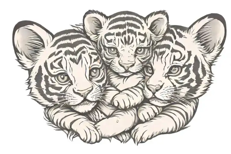 Baby Tiger Hug Baby Bear