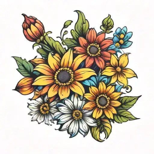 A Bunch Of Colourful African Daisies