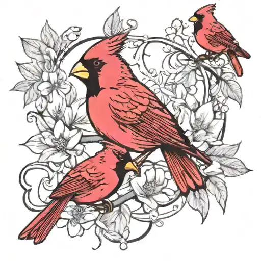 Male And Female Cardinals
