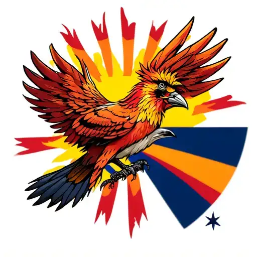 Pheonix Bird And Arizona Flag
