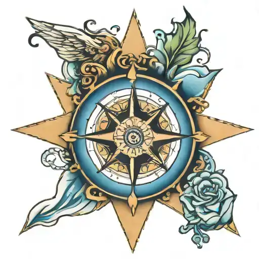 England Usa Compass Rose Surrounded