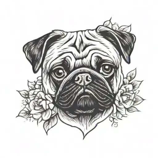 Pug Minimalist Line Tattoo Design