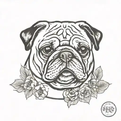 Pug Line Tattoo Minimalist