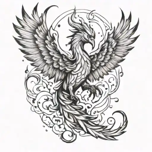 Demon Phoenix Rising From Ashes