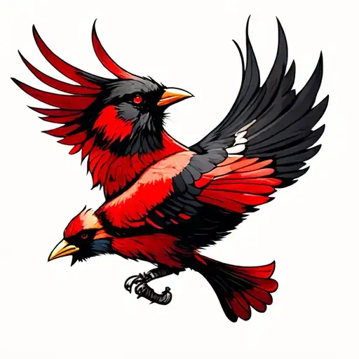 Black Knight Chess Red Cardinal Flying